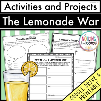 Preview of The Lemonade War | Activities and Projects | Worksheets and Digital