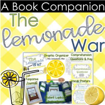 Preview of The Lemonade War Book Companion {Comprehension questions, Journal, Lapbook}