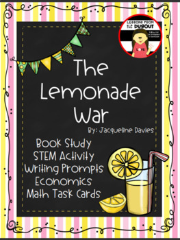 Preview of The Lemonade War Bundle - Novel Study, STEM, Math Task Cards