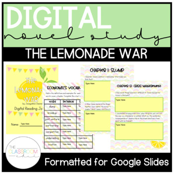 Preview of The Lemonade War DIGITAL Novel Study