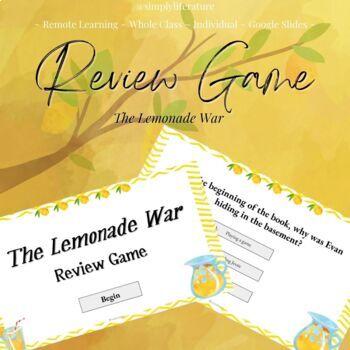 Preview of The Lemonade War Digital Review Game