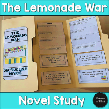 Preview of The Lemonade War Novel Study | Lemonade War Series Book Report Characters