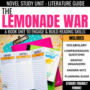 Preview of The Lemonade War Novel Study Unit: Chapter Questions, Vocabulary, & More