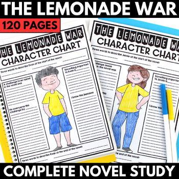 Preview of The Lemonade War Novel Study Unit - Chapter Questions - Math Activities Project