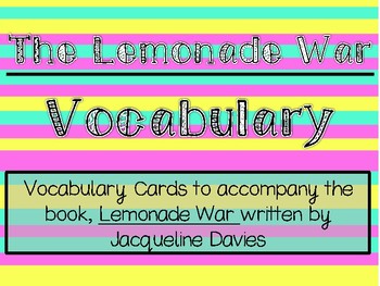 Preview of The Lemonade War Vocabulary Cards
