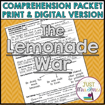 Preview of The Lemonade War by Jacqueline Davies Comprehension Questions