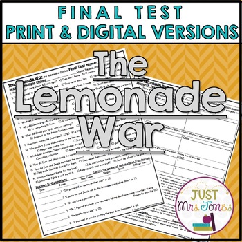 Preview of The Lemonade War by Jacqueline Davies Final Test