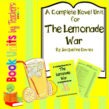 Preview of The Lemonade War by Jaqueline Davies Book Unit