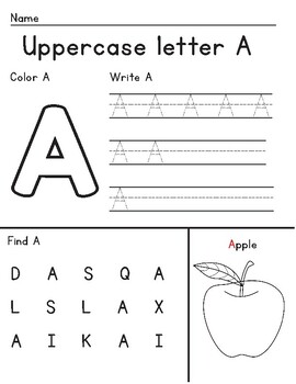 The Letter Aa Worksheets by Melissa Marra | TPT