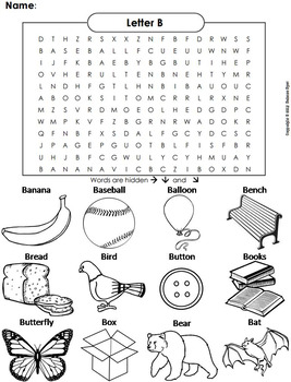 Printable 4 Letter Word Search beginning with B
