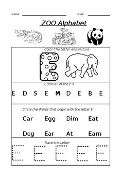 the letter e worksheet by pointer education teachers pay teachers