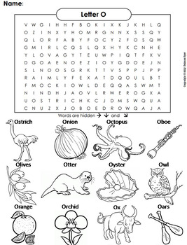 phonics worksheet beginning letter sounds letter of the week o word search