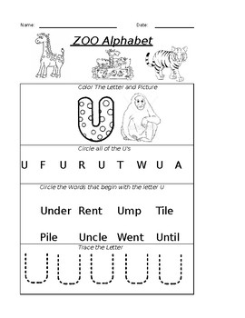 the letter u worksheet by pointer education teachers pay