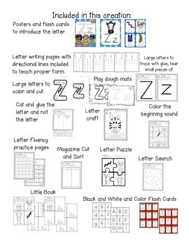 alphabet worksheets for the letter z by learning with mrs langley