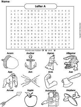 The Letters of the Alphabet Word Searches Bundle: Color in Worksheets