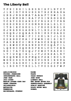 The Liberty Bell Word Search by Steven s Social Studies TPT
