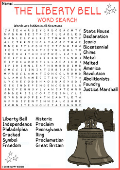 The Liberty Bell Word Search Puzzle Activity Vocabulary Worksheet