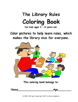Preview of The Library Rules Coloring Book For Libraires and Media Centers - PDF Edition