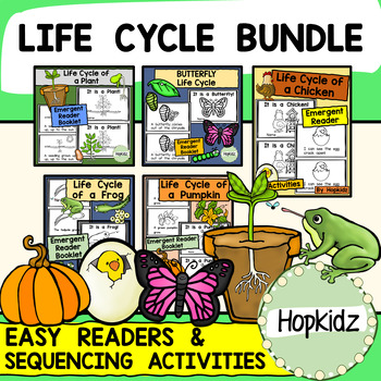 Preview of The Life Cycle of a Plant, Butterfly, Chicken, Frog & Pumpkin BUNDLE, Sequencing