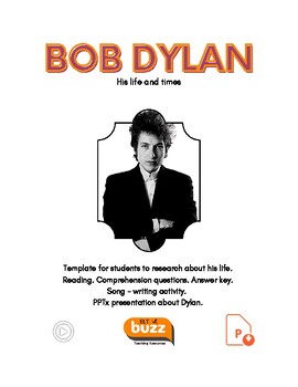 Preview of The Life & Times Of Bob Dylan. Research. Presentation. Reading. Listening.