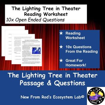 Preview of The Lighting Tree in Theater Reading Worksheet w/Answer Key **Editable**