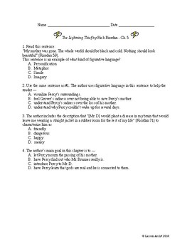 The Lightning Thief Ch. 5 - Test Prep / Study Guide Questions by Lesson ...