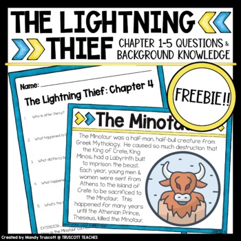 Preview of The Lightning Thief: Chapter Questions & Background Knowledge Slides FREEBIE