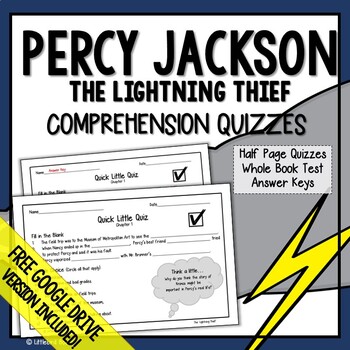 Preview of Percy Jackson and The Lightning Thief Novel Study (Comprehension Questions)