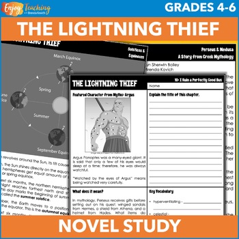 Preview of Percy Jackson and the Olympians - The Lightning Thief  Novel Study Activities