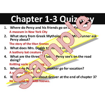 The Lightning Thief Percy Jackson Chapter Quizzes Questions Journal Prompts