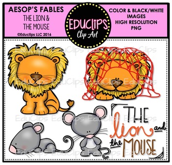 Preview of The Lion And The Mouse (Aesop's Fable) Clip Art Bundle {Educlips Clipart}