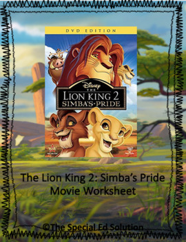 Preview of The Lion King 2: Simba's Pride Movie Worksheet
