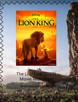 Preview of The Lion King (2019) Movie Worksheet