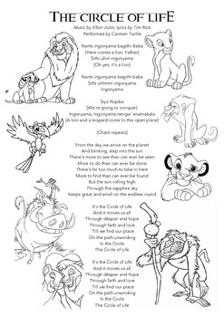 Preview of The Lion King Film Study - Circle of Life Lyrics