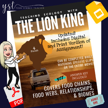 Preview of The Lion King - Food Chains & Webs, Relationships, & Biomes