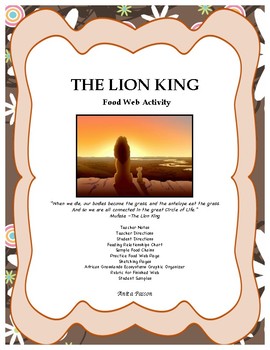 The Lion King Food Web Activity by Anita Passon | TpT