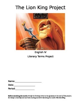 Preview of The Lion King Literary Device Project