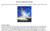 The Lion King (1994) Movie Study Guide and Answer Key