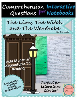 Preview of The Lion The Witch and The Wardrobe- Comprehension Q's for Interactive Notebooks