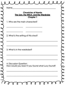 The Lion, The Witch, and the Wardrobe COMPREHENSION worksheets | TPT