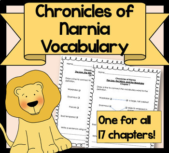 Preview of The Lion, The Witch, and the Wardrobe vocab worksheets BUNDLE