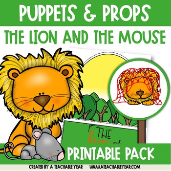 Preview of The Lion and the Mouse Fable Puppets and Props