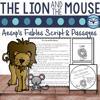 Preview of Aesop's Fables The Lion and the Mouse Reading Passage and Readers Theater Script