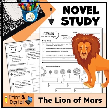 Preview of The Lion of Mars by Jennifer Holm Novel Study, Comprehension Questions, Projects