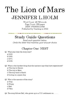 Preview of The Lion of Mars by Jennifer L.Holm; Multiple-Choice Study Guide Quiz
