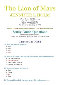 Preview of The Lion of Mars by Jennifer L.Holm; Multiple-Choice Study Guide Quiz w/Ans Key