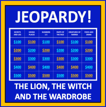 Preview of The Lion, the Witch and the Wardrobe Jeopardy - an interactive ELA game