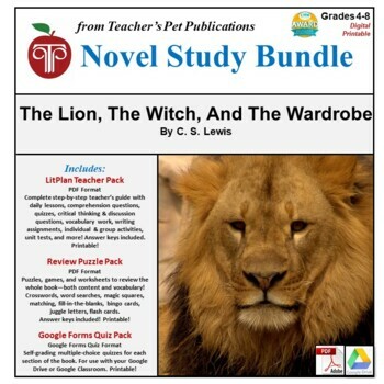 Preview of The Lion the Witch and the Wardrobe LitPlan Novel Study Unit Bundle