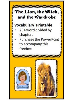 Preview of The Lion, the Witch, and the Wardrobe Vocabulary Printable