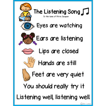 The Listening Song by Mrs Lerner | Teachers Pay Teachers